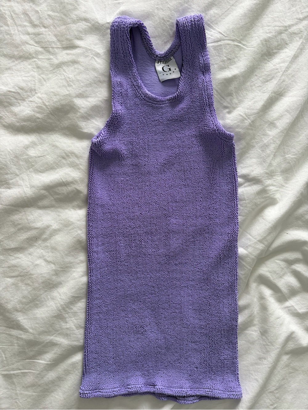 Hunza G Purple Lilac Ribbed Tank Mini Resortcore Swim Dress - Picture 5 of 13